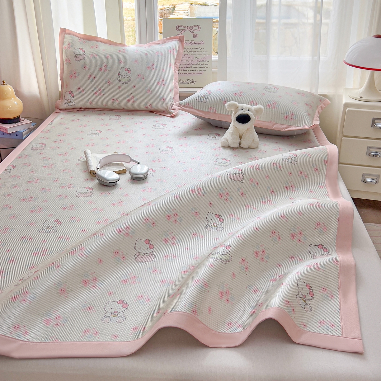 91家纺网 家纺一手货源 找家纺 川悦生活 2026新款时尚数码印花冰藤席 喵小花