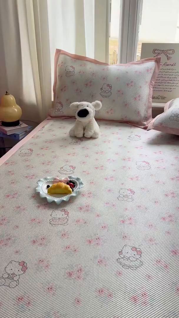 91家纺网 家纺一手货源 找家纺 川悦生活 2026新款时尚数码印花冰藤席 喵小花