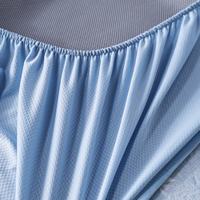 91家纺网 家纺一手货源 找家纺 雅诗帛 2026新款提花PE凉感冰丝席三件套 木兰-床笠蓝