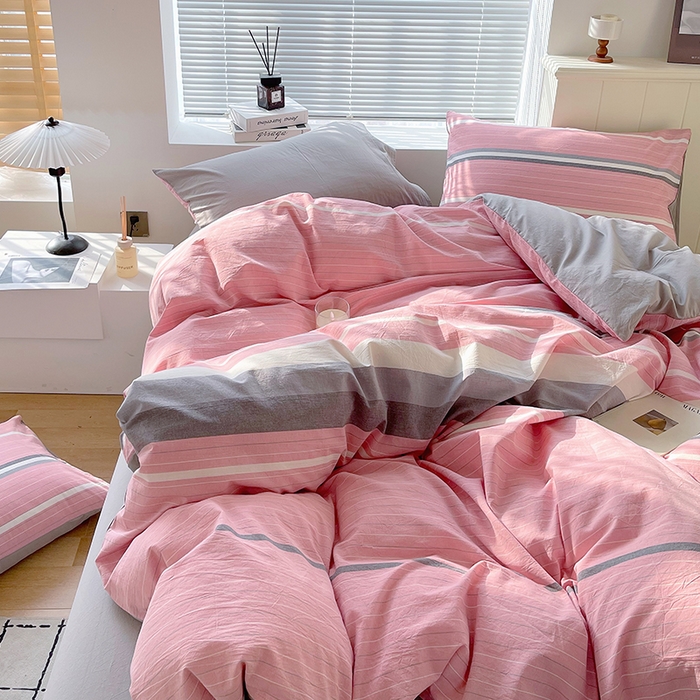 91家纺网 家纺一手货源 找家纺 春皖家纺 2026春夏新款全棉纯棉水洗棉四件套 素雅-蔻粉