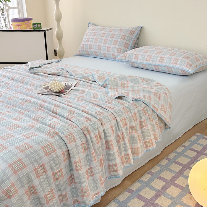 91家纺网 家纺一手货源 找家纺 爱她美家纺 2026新款A类全棉有氧双层纱大豆夏被夏凉被空调被四件套 尤克里里-兰