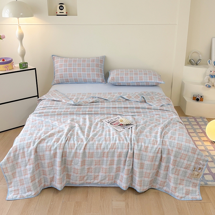 91家纺网 家纺一手货源 找家纺 爱她美家纺 2026新款A类全棉有氧双层纱大豆夏被夏凉被空调被四件套 尤克里里-兰