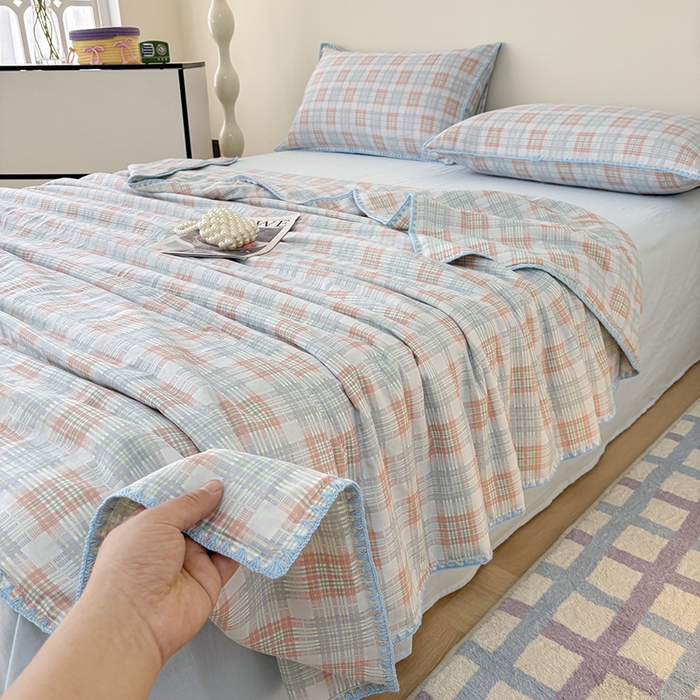 91家纺网 家纺一手货源 找家纺 爱她美家纺 2026新款A类全棉有氧双层纱大豆夏被夏凉被空调被四件套 尤克里里-兰