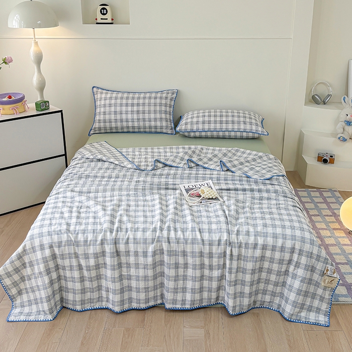 91家纺网 家纺一手货源 找家纺 爱她美家纺 2026新款A类全棉有氧双层纱大豆夏被夏凉被空调被四件套 尤克里里-兰