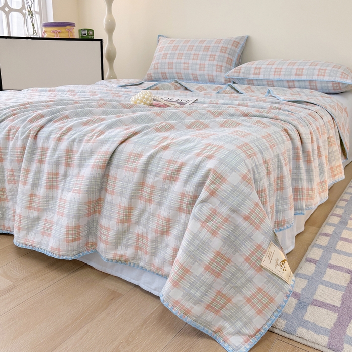 91家纺网 家纺一手货源 找家纺 爱她美家纺 2026新款A类全棉有氧双层纱大豆夏被夏凉被空调被四件套 尤克里里-兰