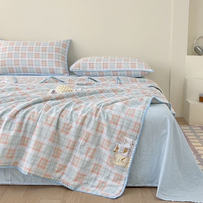 91家纺网 家纺一手货源 找家纺 爱她美家纺 2026新款A类全棉有氧双层纱大豆夏被夏凉被空调被四件套 尤克里里-兰