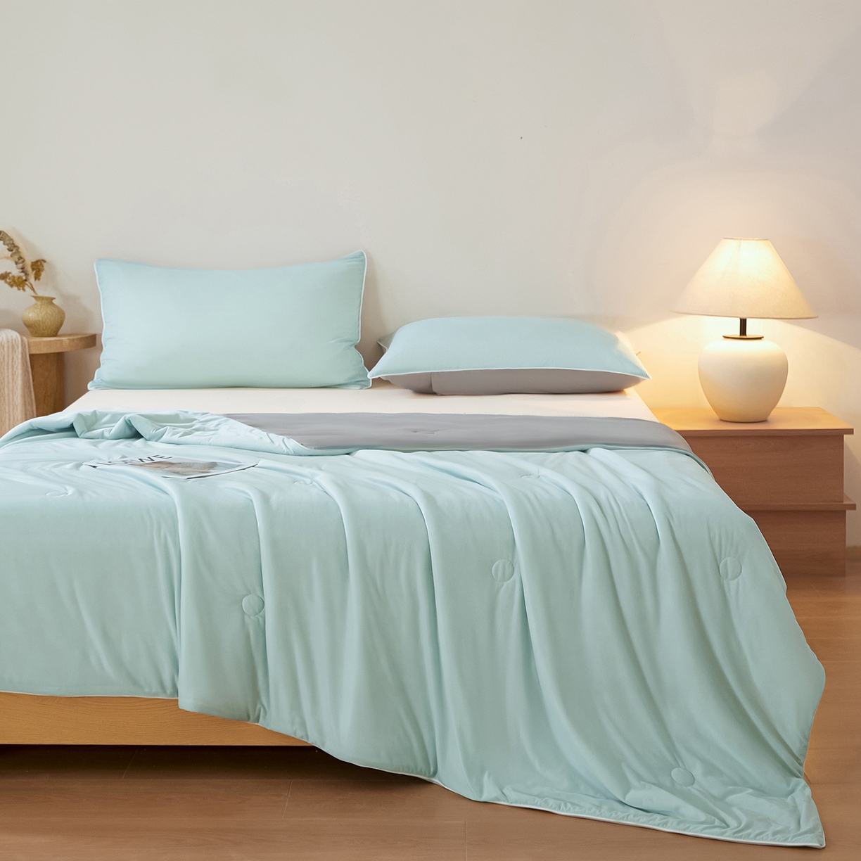 91家纺网 家纺一手货源 找家纺 （总）寐眠 2026新款凉感纯色双拼夏被夏凉被空调被-风格二