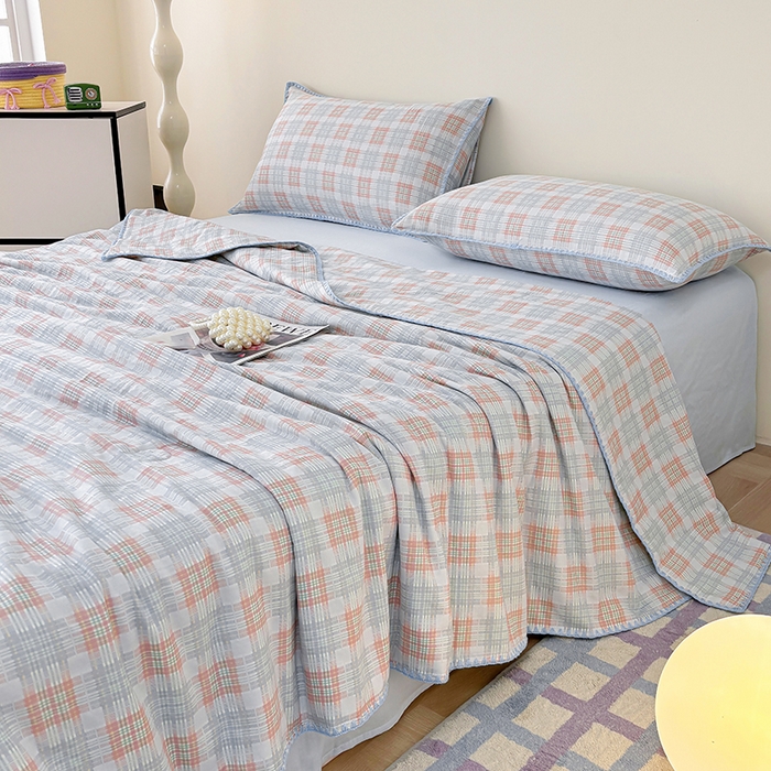 91家纺网 家纺一手货源 找家纺 爱她美家纺 2026新款A类全棉有氧双层纱大豆夏被夏凉被空调被四件套 尤克里里-兰