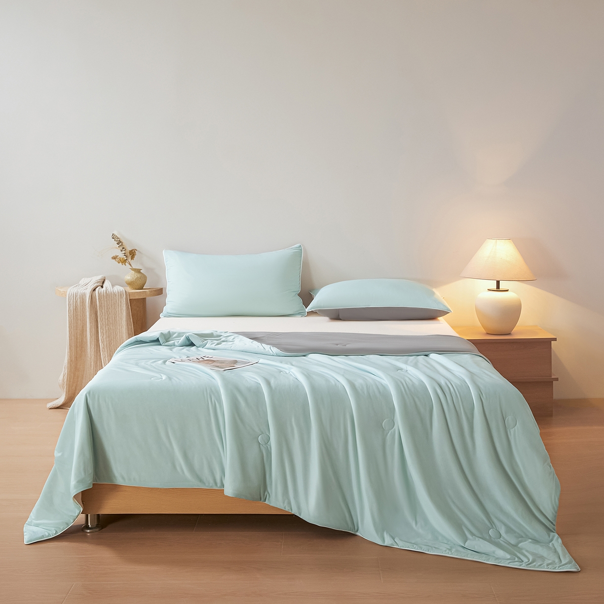 91家纺网 家纺一手货源 找家纺 （总）寐眠 2026新款凉感纯色双拼夏被夏凉被空调被-风格二