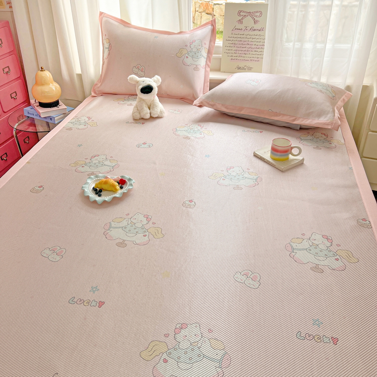 91家纺网 家纺一手货源 找家纺 川悦生活 2026新款时尚数码印花冰藤席 奶香小喵