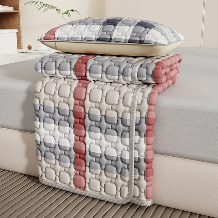 91家纺网 家纺一手货源 找家纺 （总）世纪绒品 2026新款A类凉感条格乳胶床笠床席款凉席加厚12mm