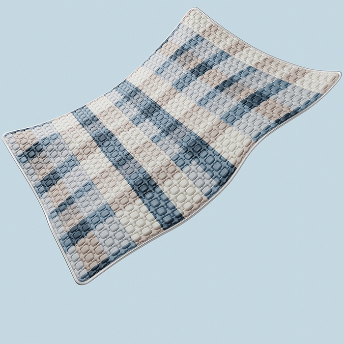 91家纺网 家纺一手货源 找家纺 世纪绒品 2026新款A类凉感条格乳胶床笠床席款凉席加厚12mm 床席款-雾蓝大格