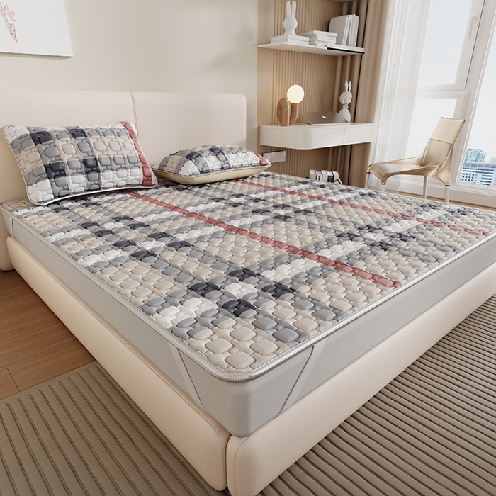 91家纺网 家纺一手货源 找家纺 世纪绒品 2026新款A类凉感条格乳胶床笠床席款凉席加厚12mm 床笠款-巴宝格