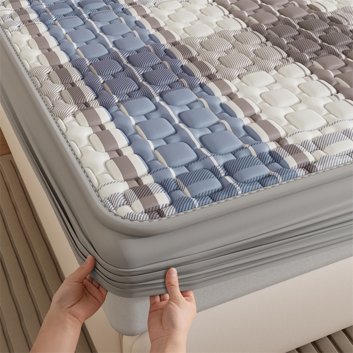 91家纺网 家纺一手货源 找家纺 世纪绒品 2026新款A类凉感条格乳胶床笠床席款凉席加厚12mm 床笠款-莫兰条格