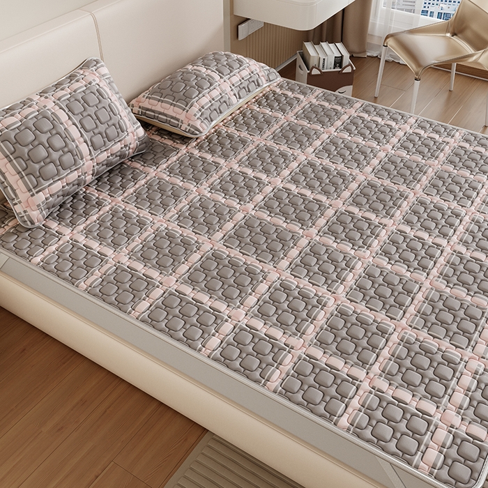 91家纺网 家纺一手货源 找家纺 世纪绒品 2026新款A类凉感条格乳胶床笠床席款凉席加厚12mm 床席款-英伦格纹