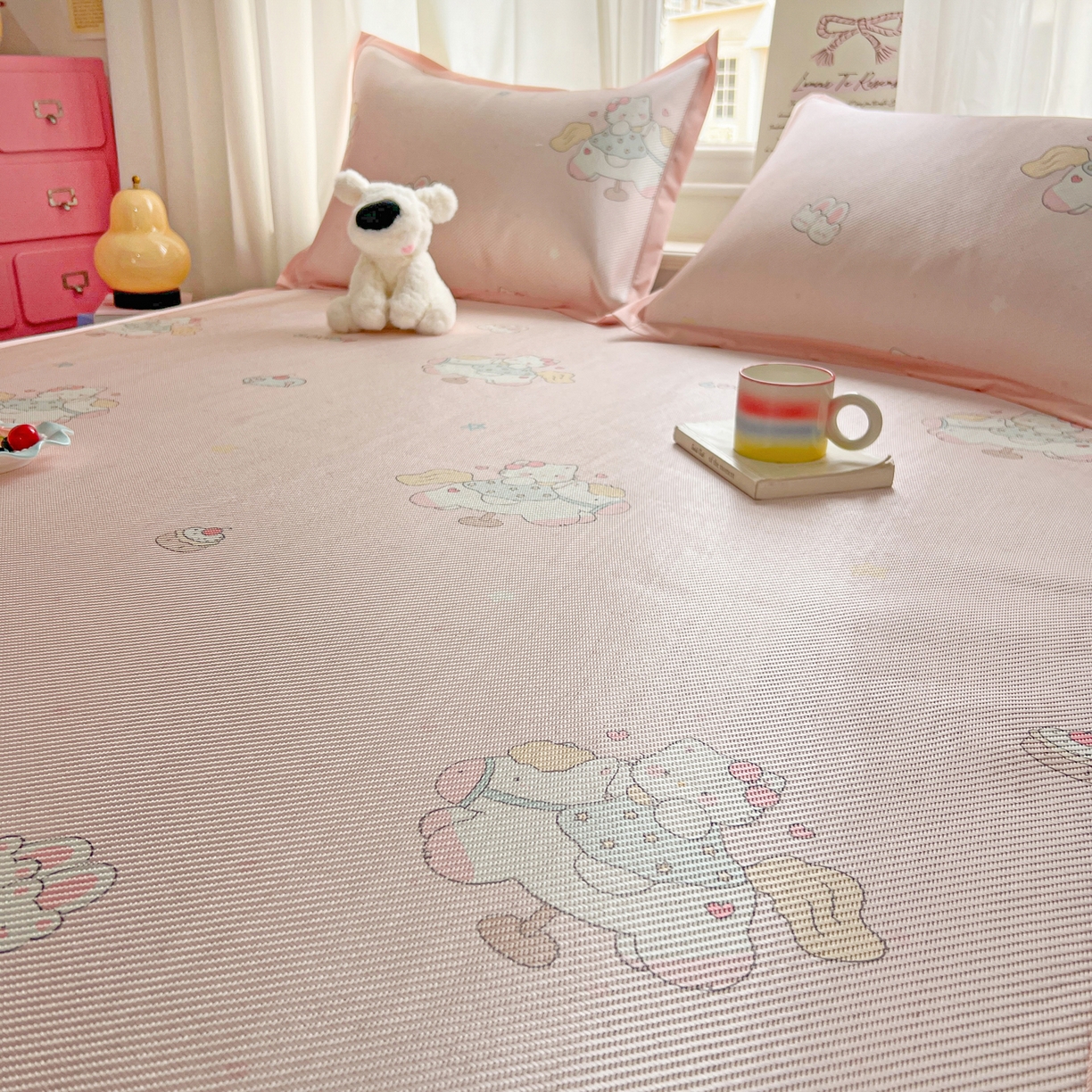 91家纺网 家纺一手货源 找家纺 川悦生活 2026新款时尚数码印花冰藤席 奶香小喵