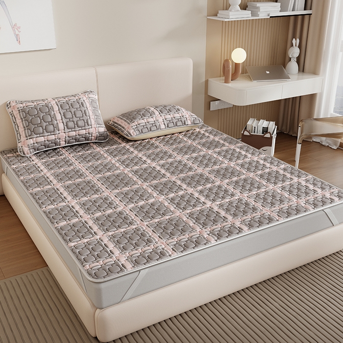 91家纺网 家纺一手货源 找家纺 世纪绒品 2026新款A类凉感条格乳胶床笠床席款凉席加厚12mm 床席款-英伦格纹