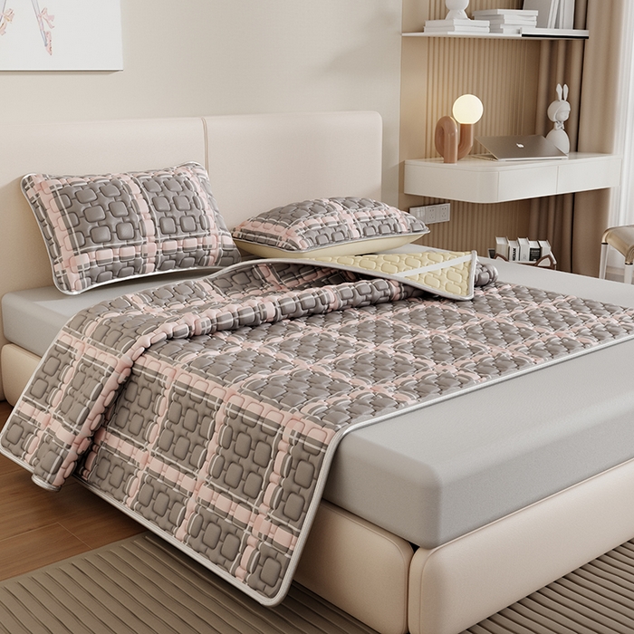 91家纺网 家纺一手货源 找家纺 世纪绒品 2026新款A类凉感条格乳胶床笠床席款凉席加厚12mm 床席款-英伦格纹