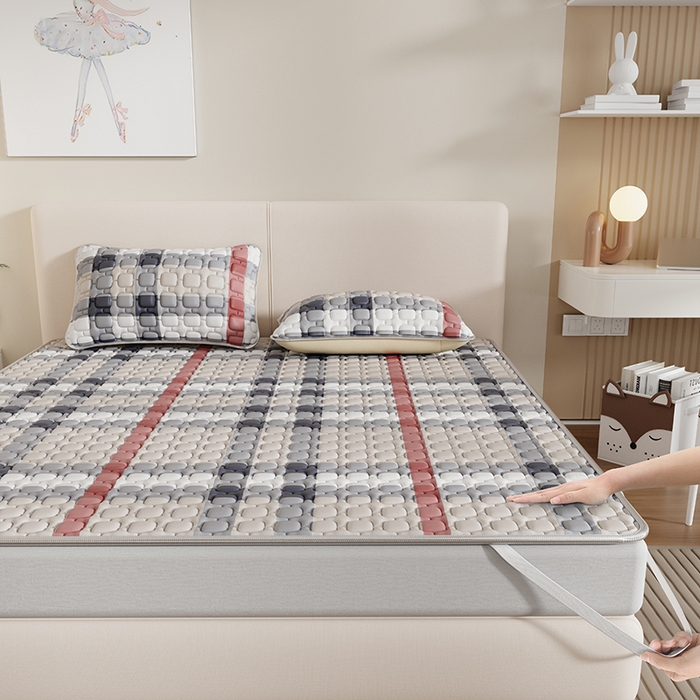 91家纺网 家纺一手货源 找家纺 世纪绒品 2026新款A类凉感条格乳胶床笠床席款凉席加厚12mm 床席款-巴宝格