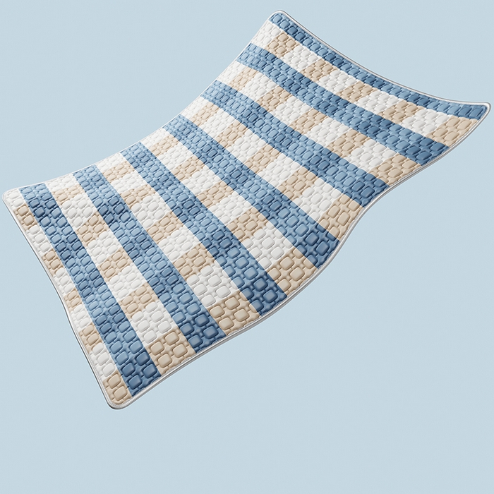 91家纺网 家纺一手货源 找家纺 世纪绒品 2026新款A类凉感条格乳胶床笠床席款凉席加厚12mm 床席款-蓝大格
