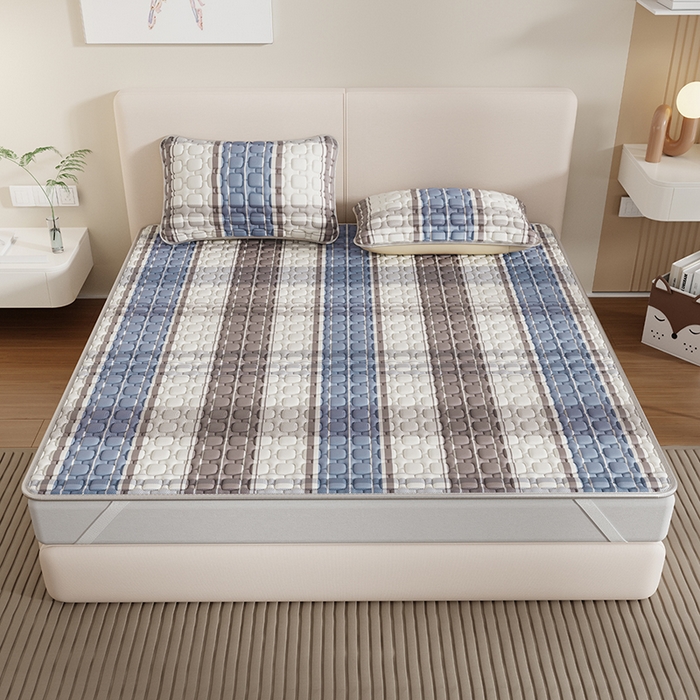 91家纺网 家纺一手货源 找家纺 世纪绒品 2026新款A类凉感条格乳胶床笠床席款凉席加厚12mm 床笠款-莫兰条格