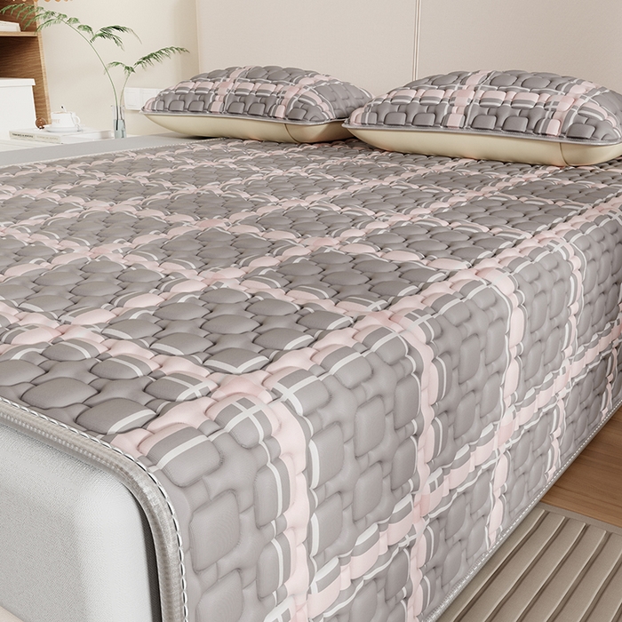 91家纺网 家纺一手货源 找家纺 世纪绒品 2026新款A类凉感条格乳胶床笠床席款凉席加厚12mm 床笠款-英伦格纹