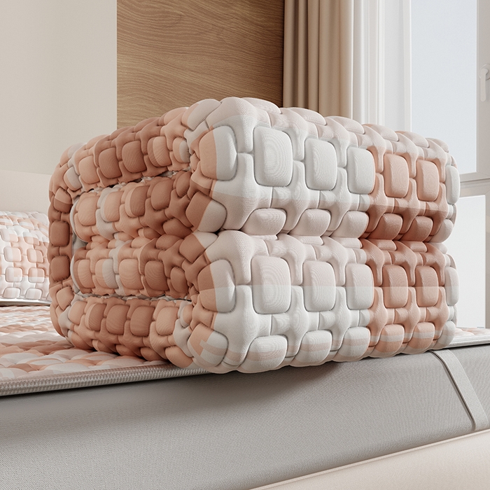 91家纺网 家纺一手货源 找家纺 世纪绒品 2026新款A类凉感条格乳胶床笠床席款凉席加厚12mm 床笠款-豆沙格