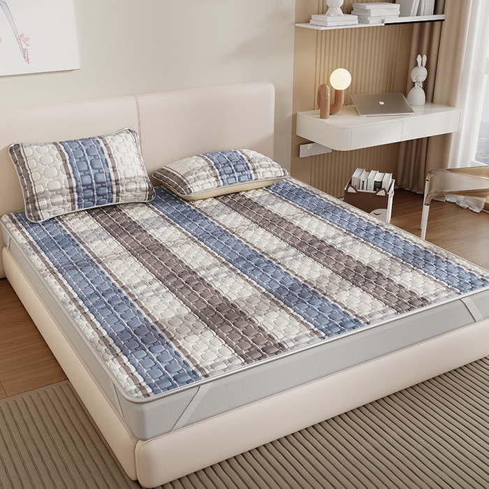 91家纺网 家纺一手货源 找家纺 世纪绒品 2026新款A类凉感条格乳胶床笠床席款凉席加厚12mm 床笠款-莫兰条格