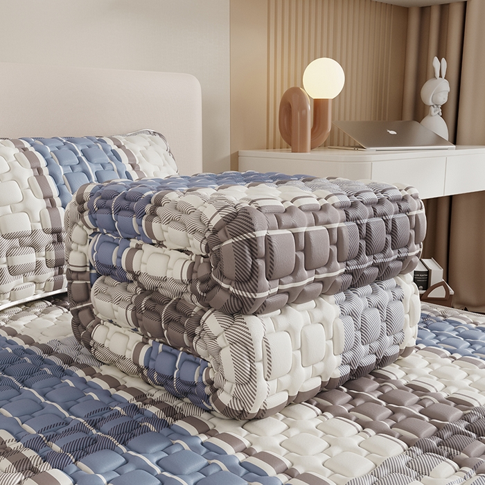 91家纺网 家纺一手货源 找家纺 世纪绒品 2026新款A类凉感条格乳胶床笠床席款凉席加厚12mm 床席款-莫兰条格