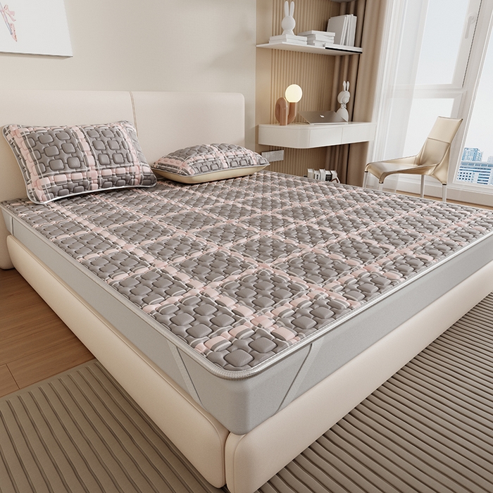 91家纺网 家纺一手货源 找家纺 世纪绒品 2026新款A类凉感条格乳胶床笠床席款凉席加厚12mm 床笠款-英伦格纹