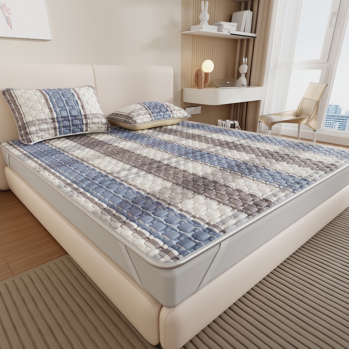 91家纺网 家纺一手货源 找家纺 世纪绒品 2026新款A类凉感条格乳胶床笠床席款凉席加厚12mm 床席款-莫兰条格