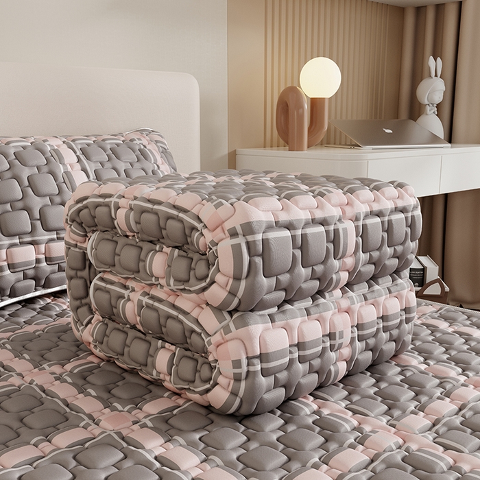 91家纺网 家纺一手货源 找家纺 世纪绒品 2026新款A类凉感条格乳胶床笠床席款凉席加厚12mm 床笠款-英伦格纹