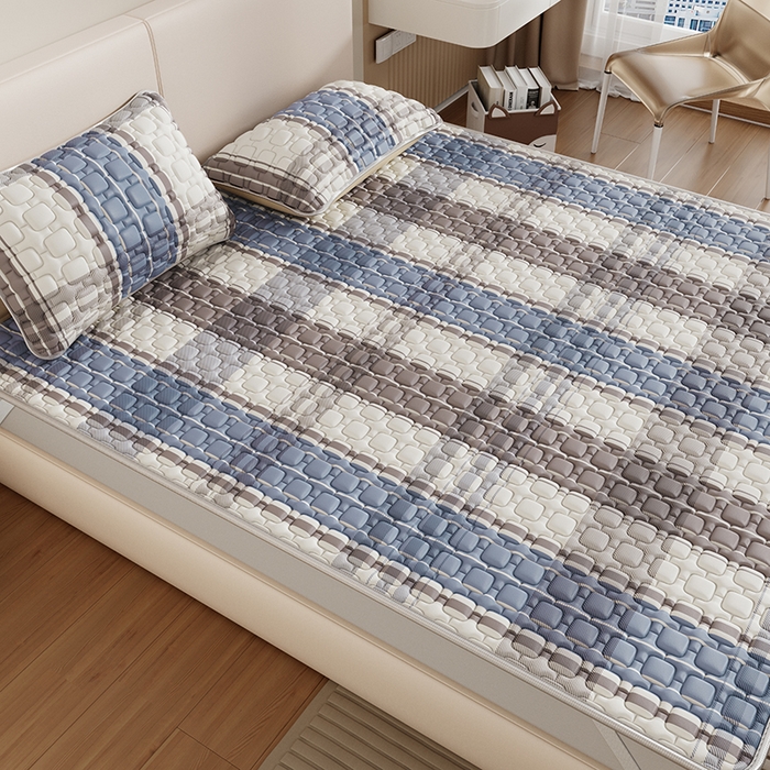 91家纺网 家纺一手货源 找家纺 世纪绒品 2026新款A类凉感条格乳胶床笠床席款凉席加厚12mm 床笠款-莫兰条格