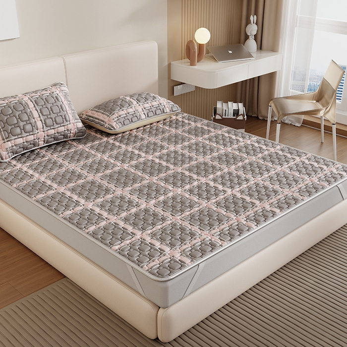 91家纺网 家纺一手货源 找家纺 世纪绒品 2026新款A类凉感条格乳胶床笠床席款凉席加厚12mm 床席款-英伦格纹