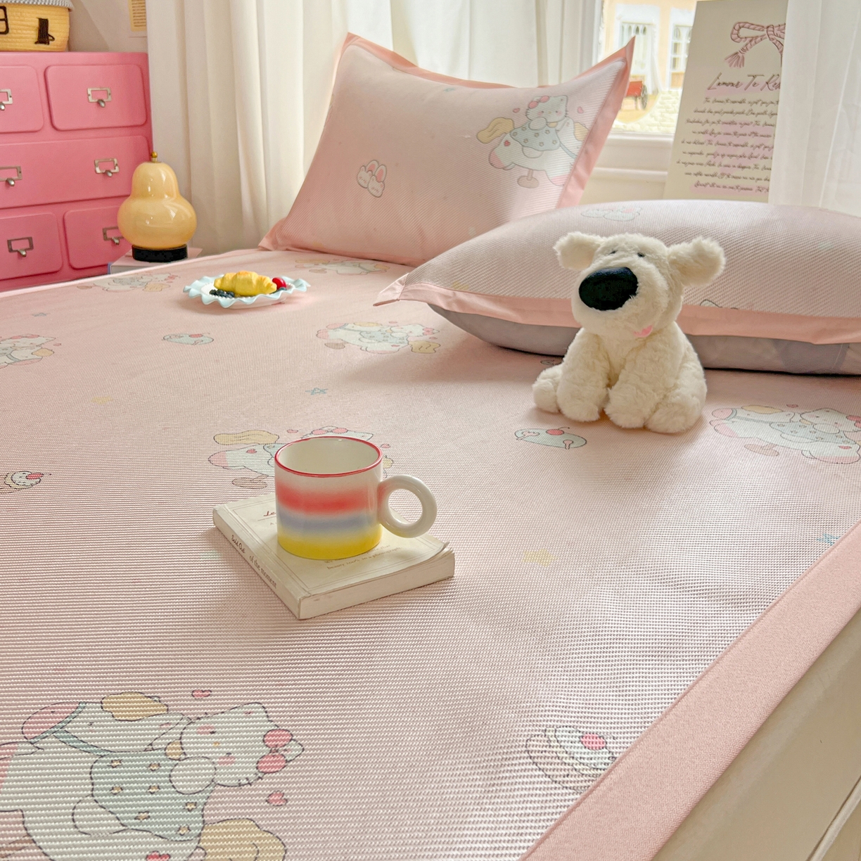 91家纺网 家纺一手货源 找家纺 川悦生活 2026新款时尚数码印花冰藤席 奶香小喵