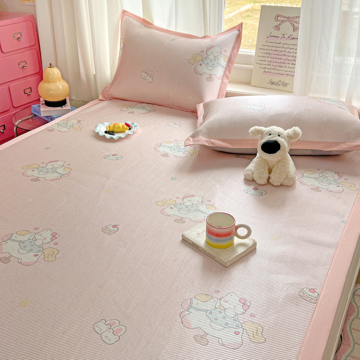 91家纺网 家纺一手货源 找家纺 川悦生活 2026新款时尚数码印花冰藤席 奶香小喵