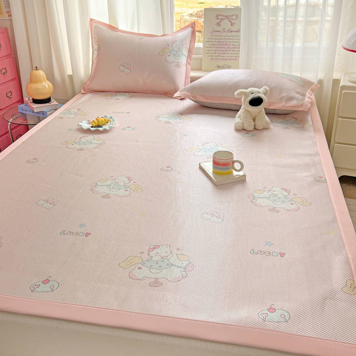 91家纺网 家纺一手货源 找家纺 川悦生活 2026新款时尚数码印花冰藤席 奶香小喵