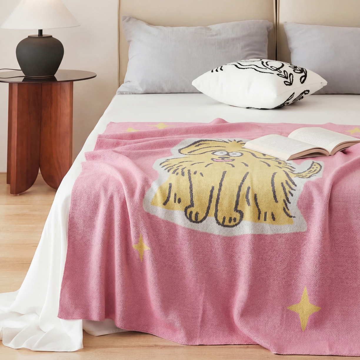 91家纺网 家纺一手货源 找家纺 暖绵绵家纺 新品竹纤维桑德拉针织毯子线毯 粉色