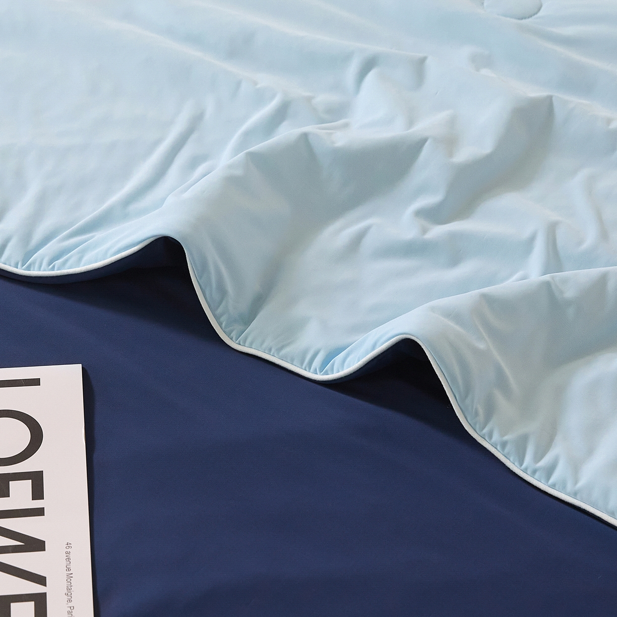 91家纺网 家纺一手货源 找家纺 寐眠 2026新款凉感纯色双拼夏被夏凉被空调被-风格二 墨兰冰糯