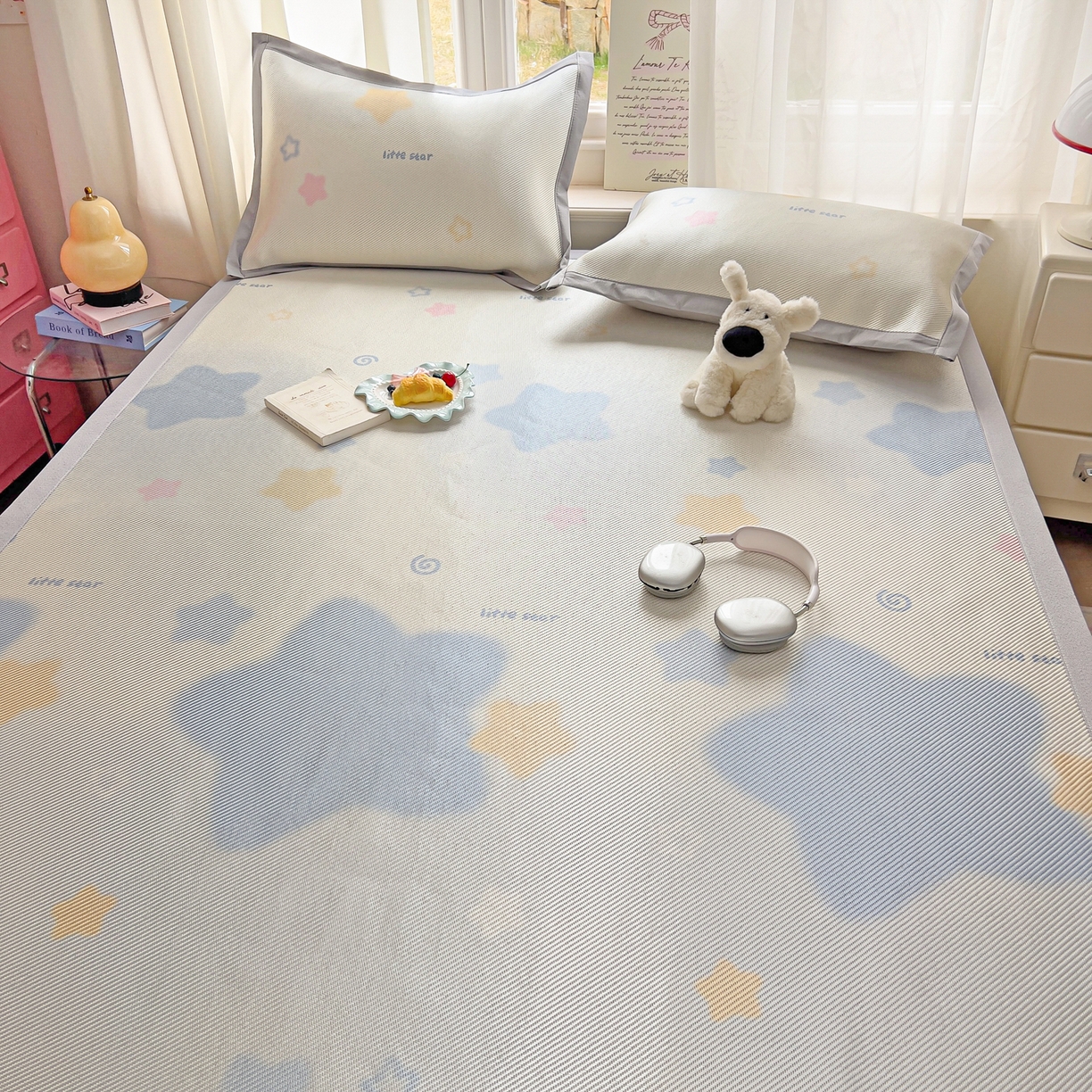 91家纺网 家纺一手货源 找家纺 川悦生活 2026新款时尚数码印花冰藤席 甜梦星光