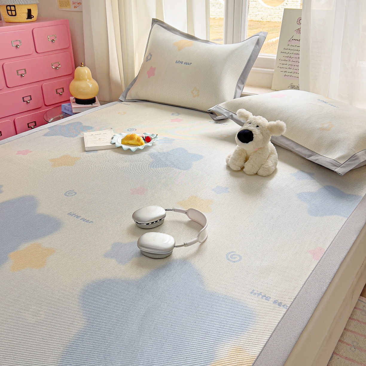 91家纺网 家纺一手货源 找家纺 川悦生活 2026新款时尚数码印花冰藤席 甜梦星光