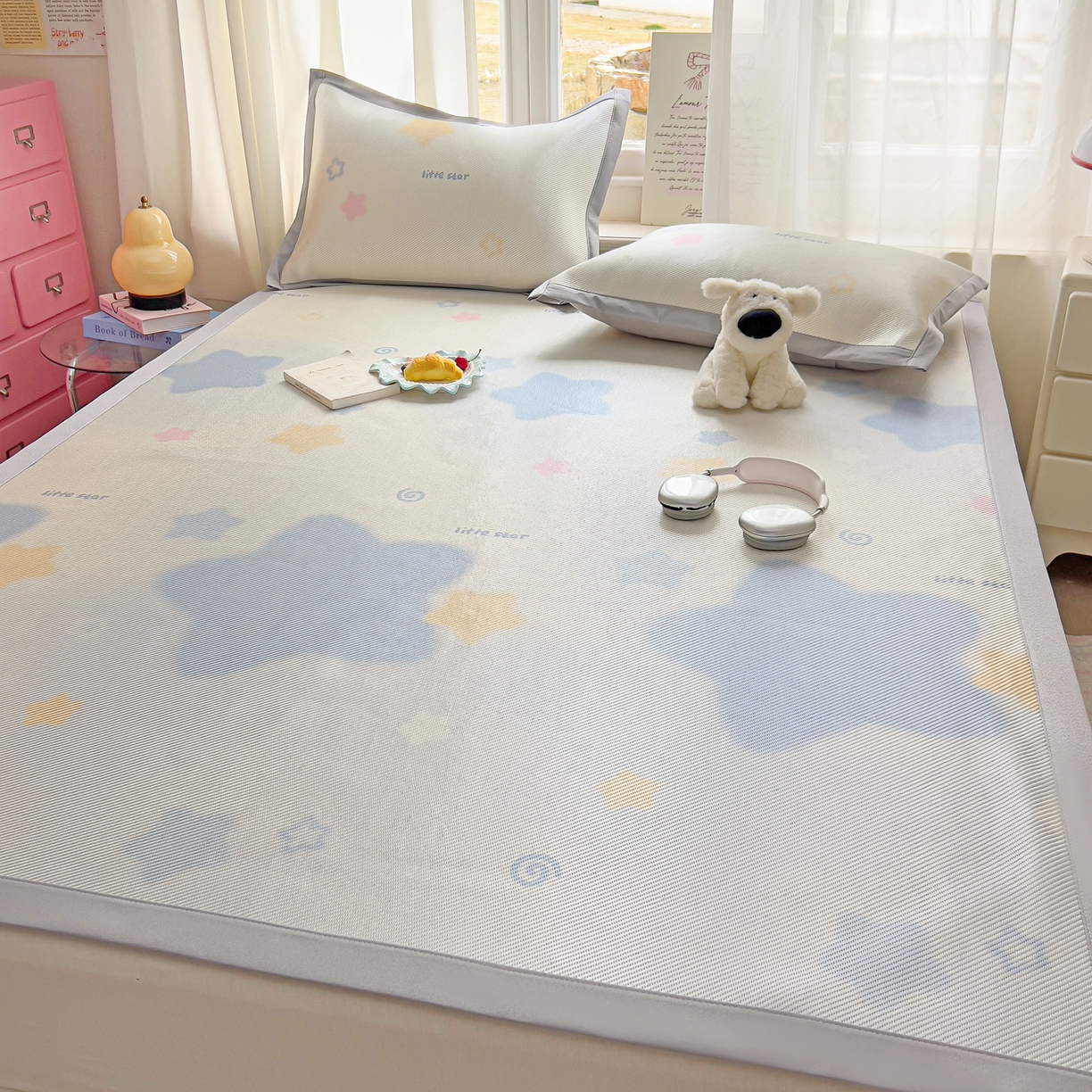 91家纺网 家纺一手货源 找家纺 川悦生活 2026新款时尚数码印花冰藤席 甜梦星光