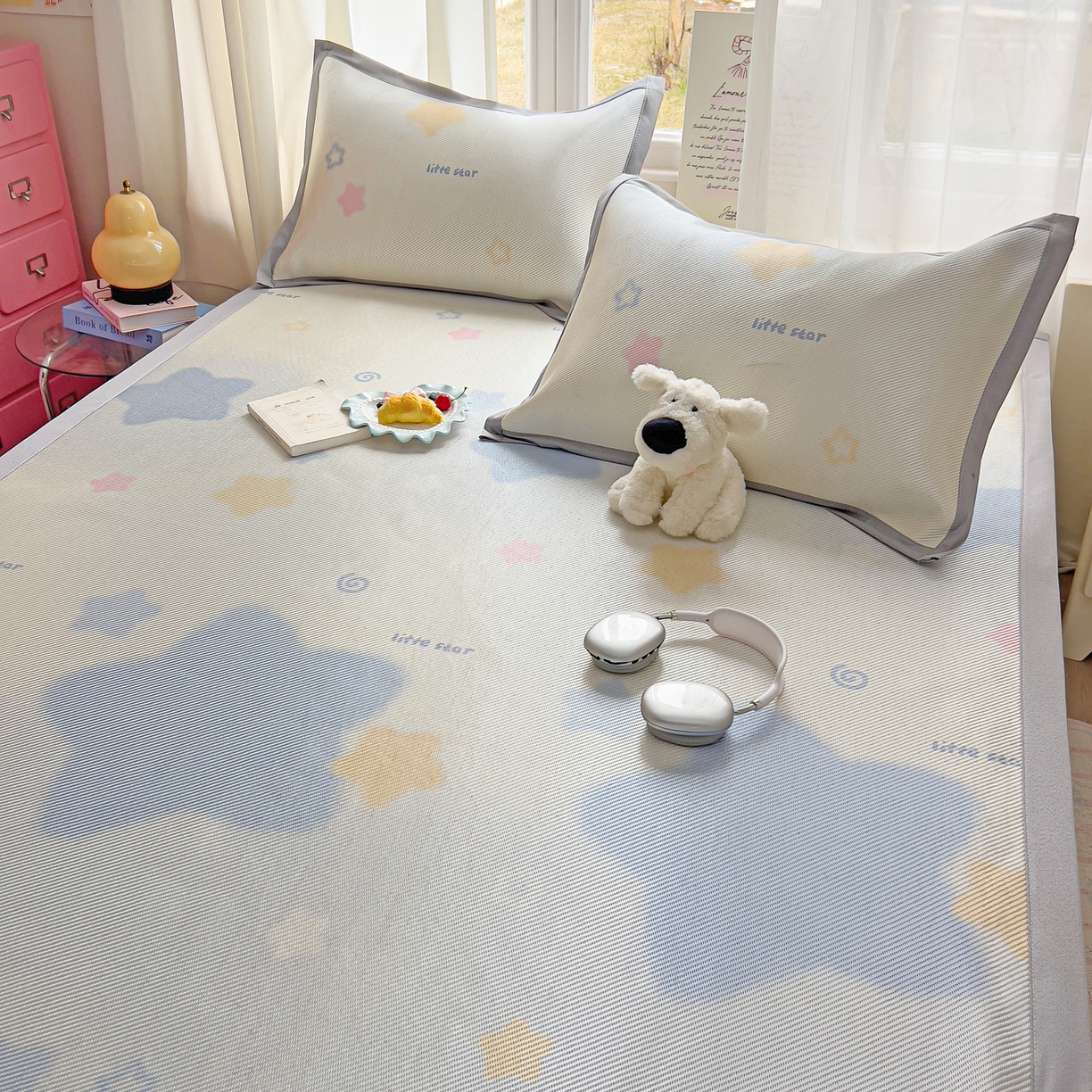 91家纺网 家纺一手货源 找家纺 川悦生活 2026新款时尚数码印花冰藤席 甜梦星光