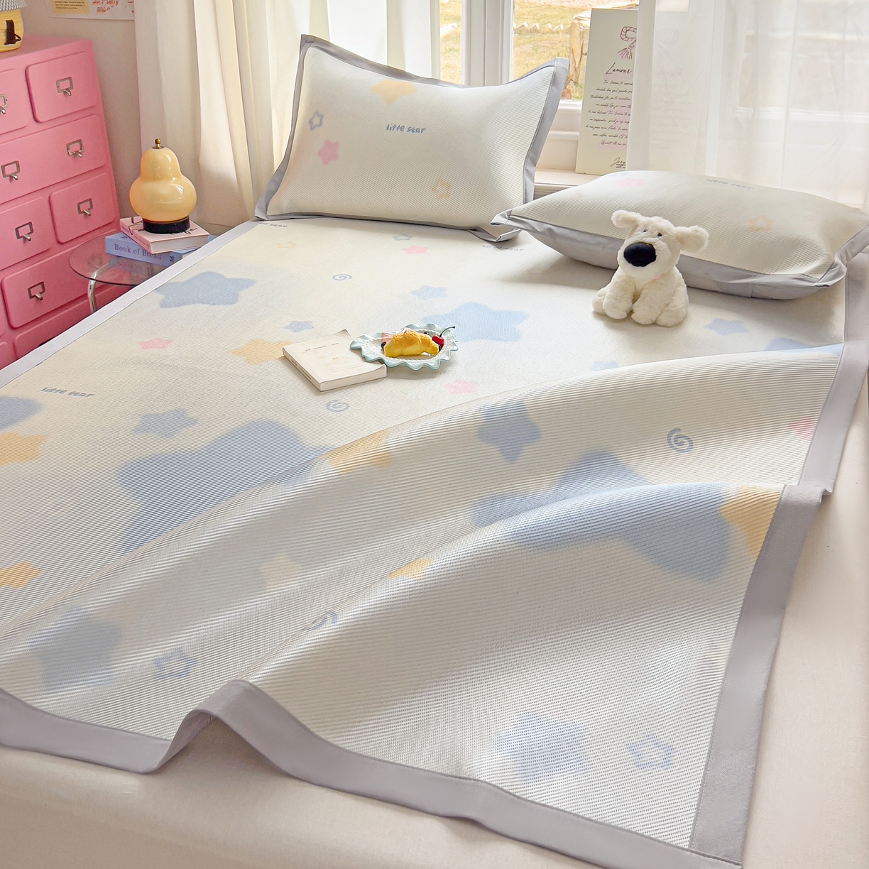 91家纺网 家纺一手货源 找家纺 川悦生活 2026新款时尚数码印花冰藤席 甜梦星光