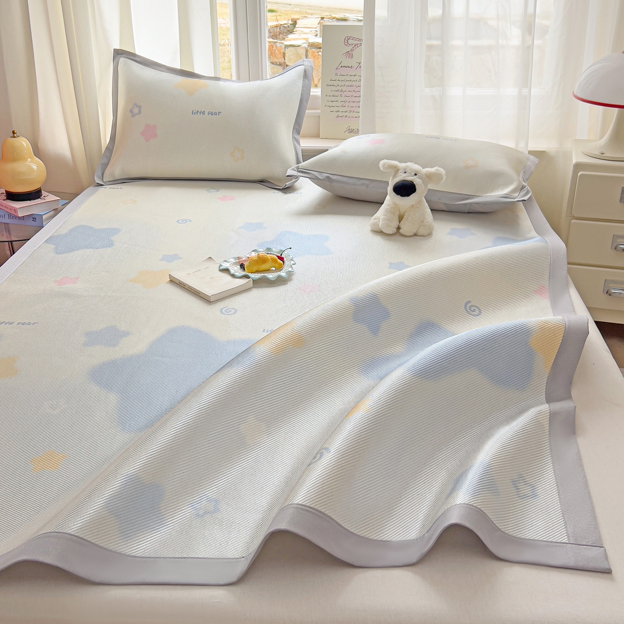 91家纺网 家纺一手货源 找家纺 川悦生活 2026新款时尚数码印花冰藤席 甜梦星光