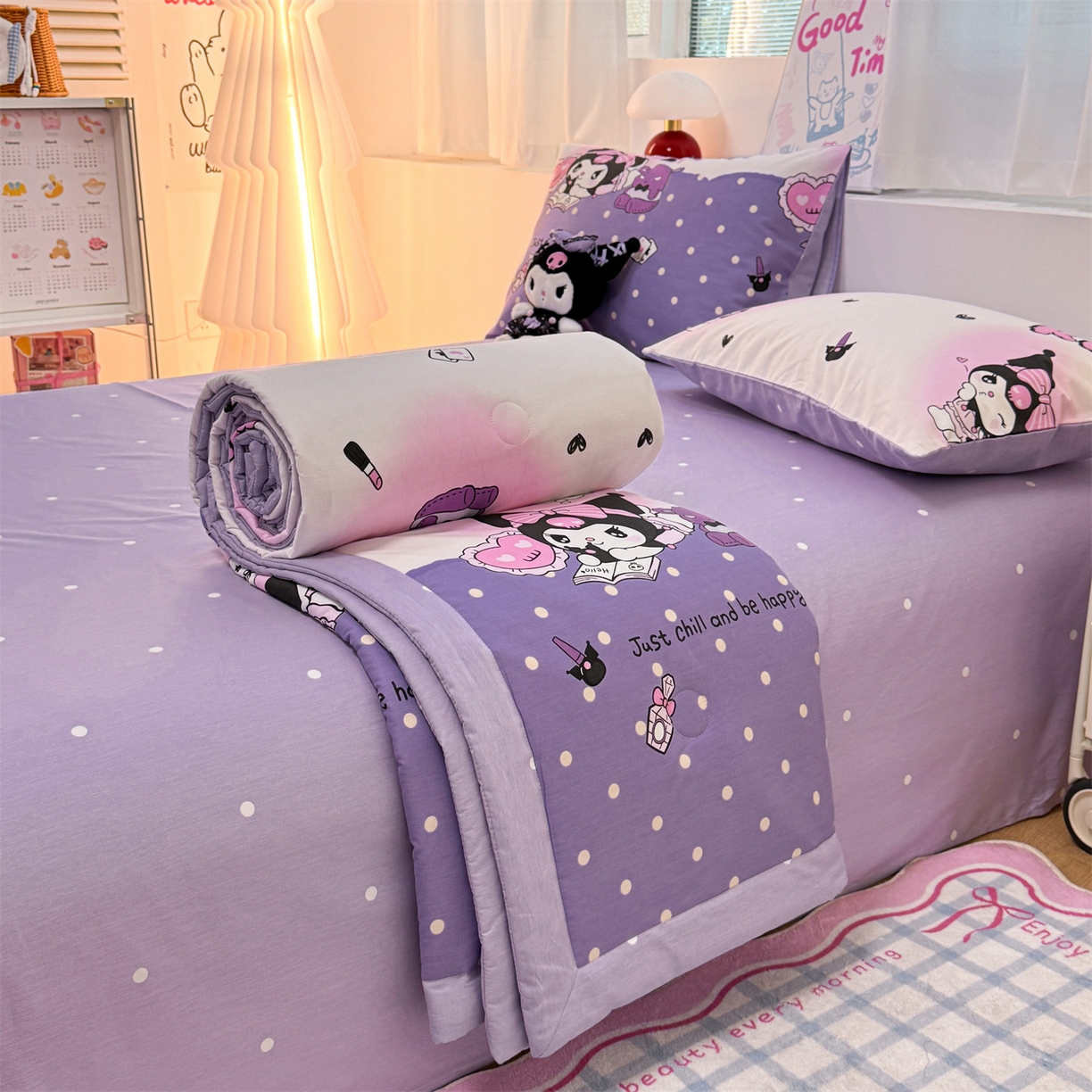 91家纺网 家纺一手货源 找家纺 名兮家居 2026新款正版授权经典奥特曼全棉夏被四件套【含防伪标】 全棉夏被-美美库洛米