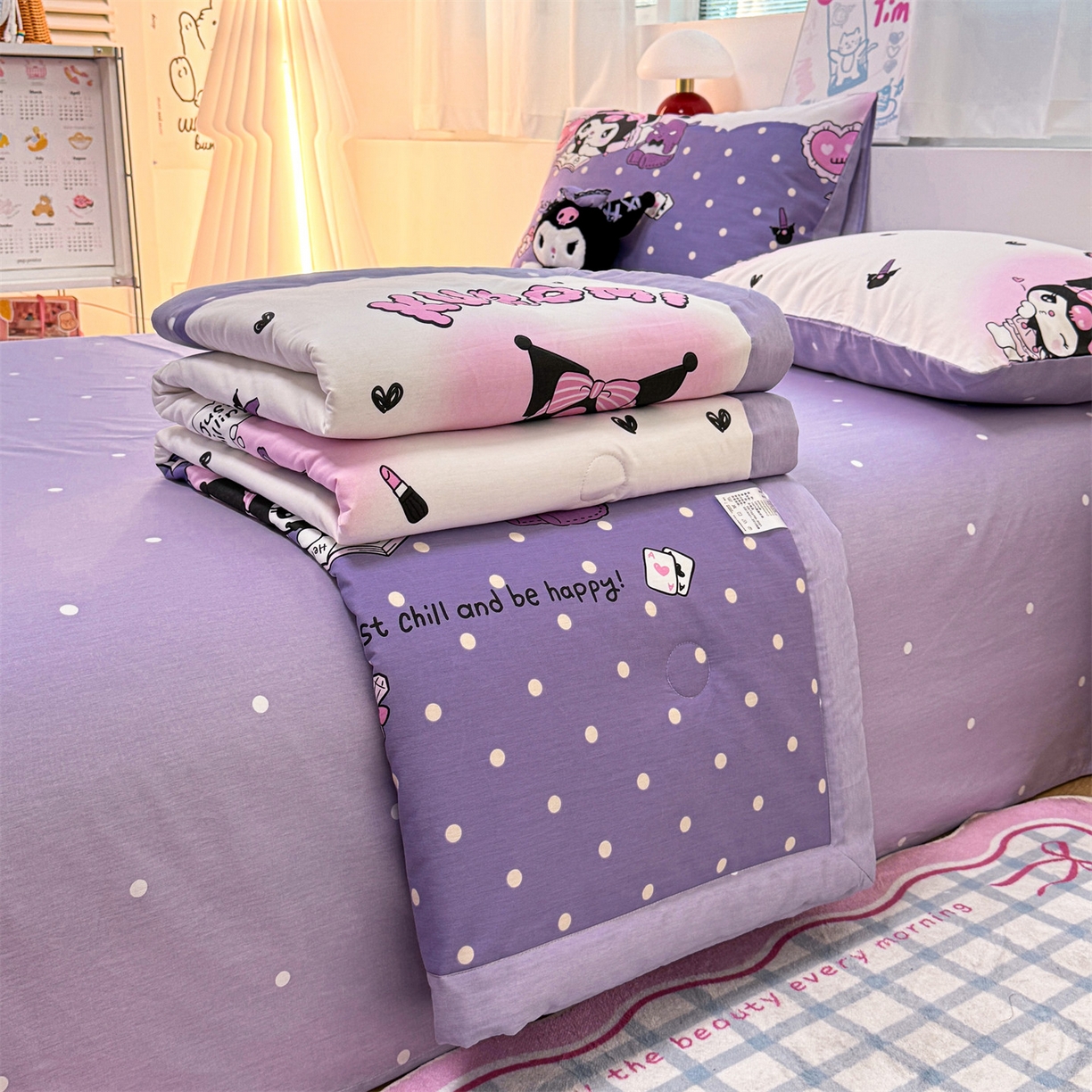 91家纺网 家纺一手货源 找家纺 名兮家居 2026新款正版授权经典奥特曼全棉夏被四件套【含防伪标】 全棉夏被-美美库洛米