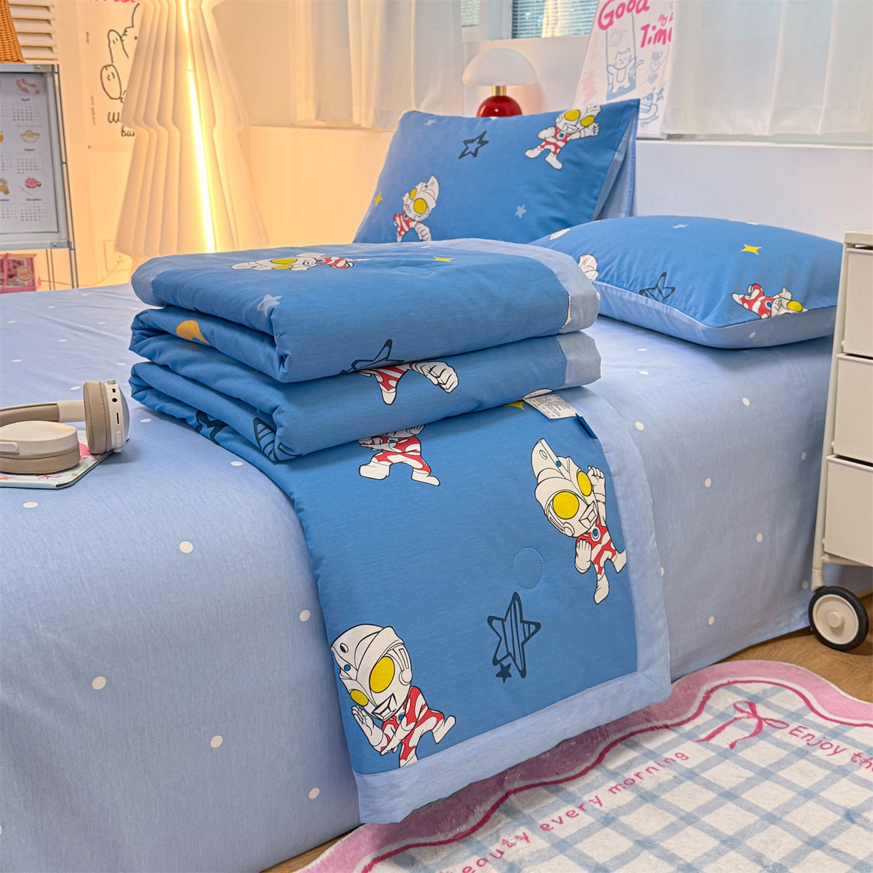 91家纺网 家纺一手货源 找家纺 名兮家居 2026新款正版授权经典奥特曼全棉夏被四件套【含防伪标】 全棉夏被-艾斯奥特曼