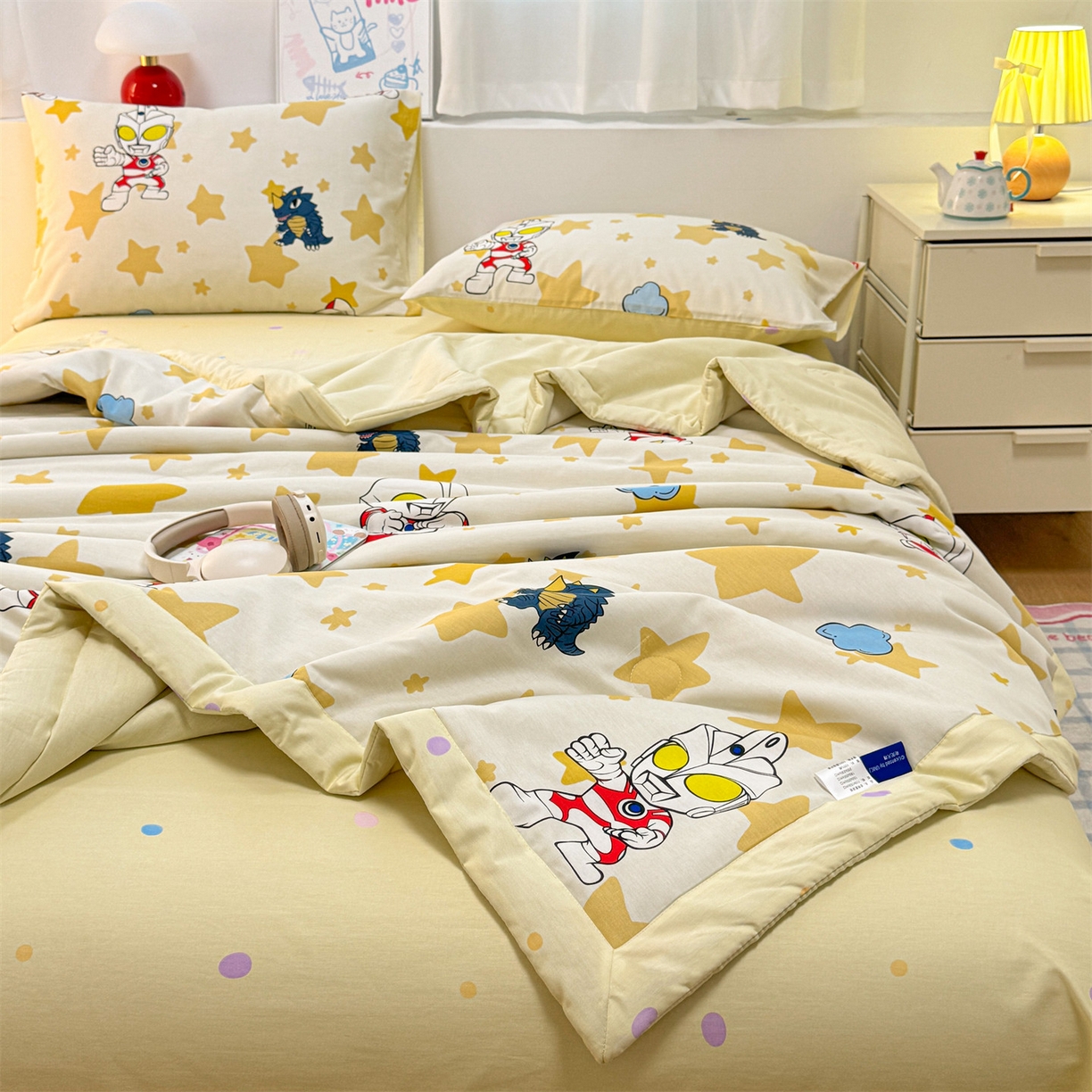 名兮家居 2026新款正版授权经典奥特曼全棉夏被四件套【含防伪标】 全棉夏被-星星奥特曼