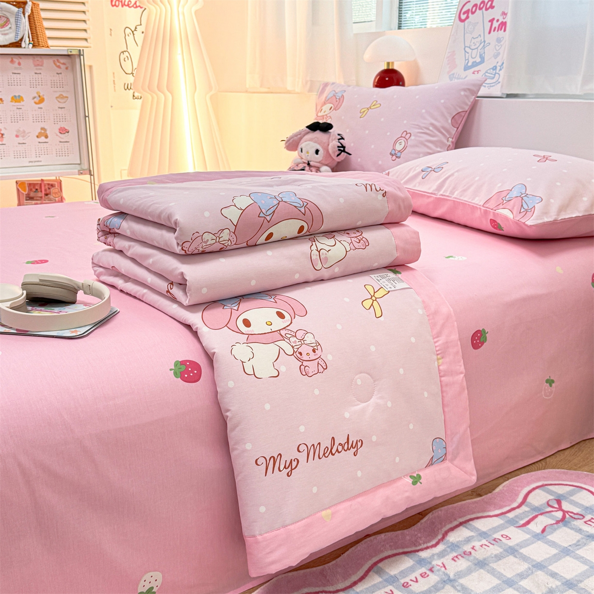 91家纺网 家纺一手货源 找家纺 名兮家居 2026新款正版授权经典奥特曼全棉夏被四件套【含防伪标】 全棉夏被-魔法美乐蒂